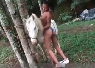 White pony and slender beauty