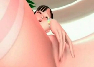 3D dog is licking her little hole