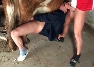 Farm sex with a family couple