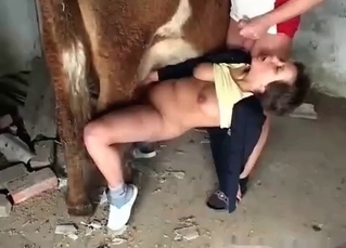 Farm sex with a family couple