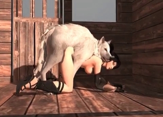 3D Wolf fucks a slutty brunette