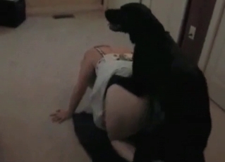 Mature girl and black pup