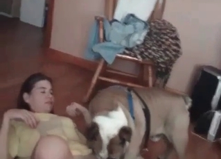 Fat chick nailed by dog