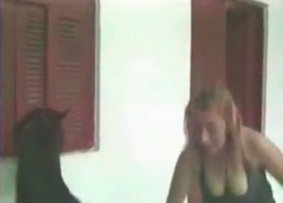 Ebony girl fucked by pet