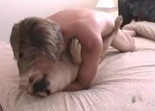 Sweet pup drilled on bed