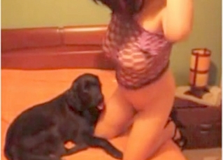 Zoophilic babe enjoys her dog