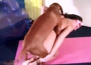Dark-haired girl with her pet