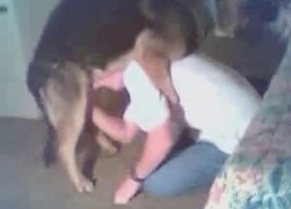 Dog viciously face-fucking the owner