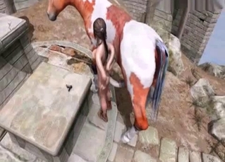 Lara Croft recording her horse fucking