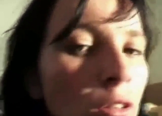 Zoo sex with a brunette in black taking dick