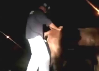 Sexy farmer taking care of mare's hot vag