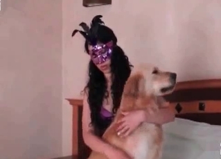 Blowjob for a trained dog
