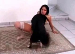 Hungry doggy licks a wet vagina